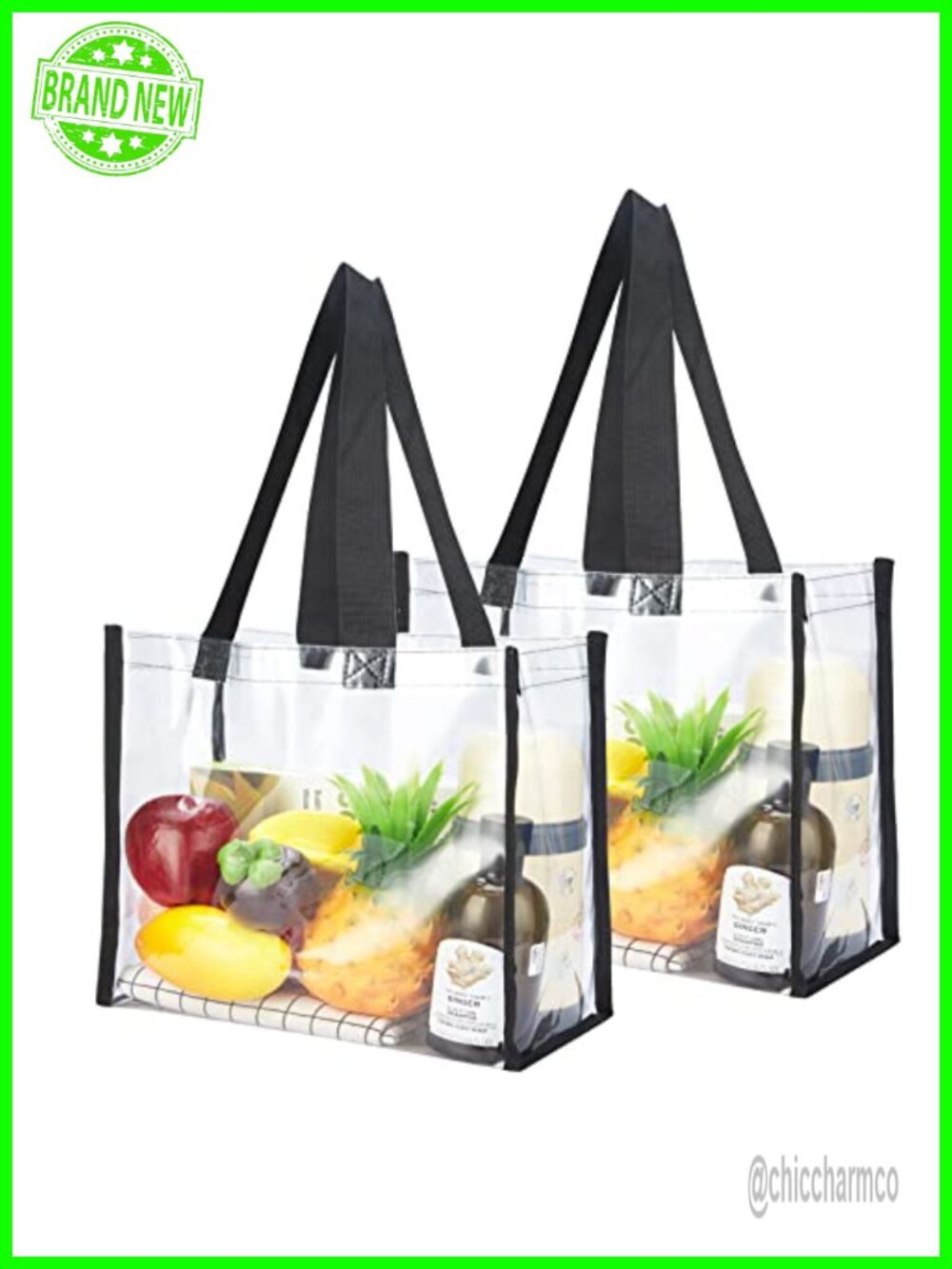 2-Pack Clear Tote Bag Stadium Approved 12x12x6 PVC